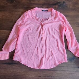 Ana Pink Heart Patterned Blouse Petite Size Medium